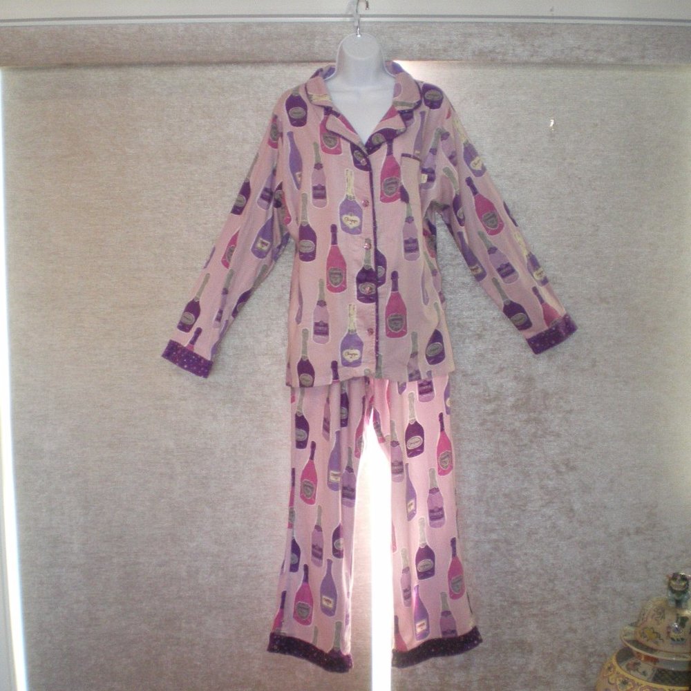 Soft Munki Munki  Pink/Purple Tones/Gray Champagne Flannel Pajamas in a Sz XL